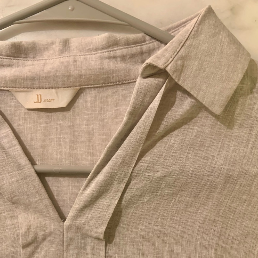 Beige Linen Shirt Blouse from Jigott